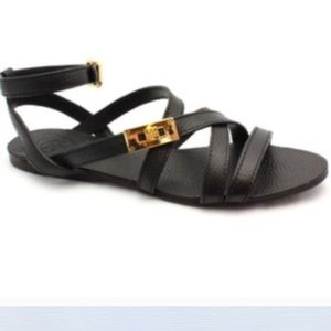 Tory Burch Dalcin Black Pebbled Leather slip-ons